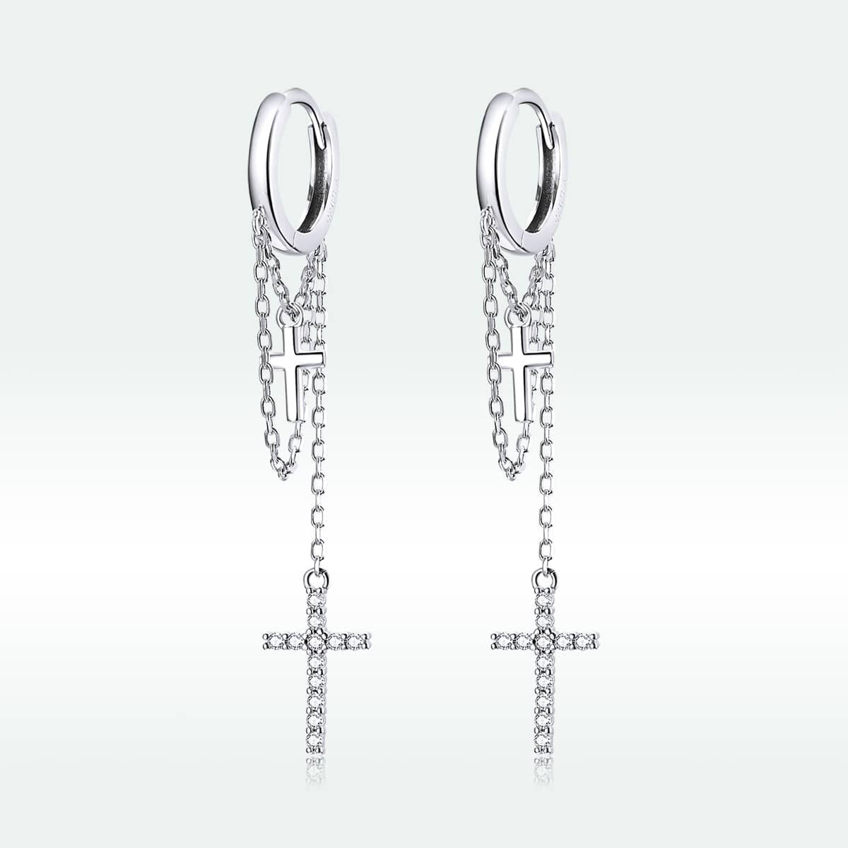 Cercei Din Argint 925 lungi Cruciulite Model Deosebit 2.2g