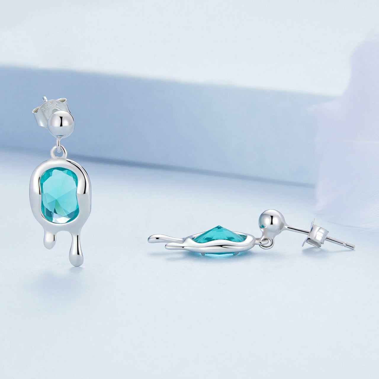 Cercei din argint Melted Silver, Argint 925, Pentru Femei