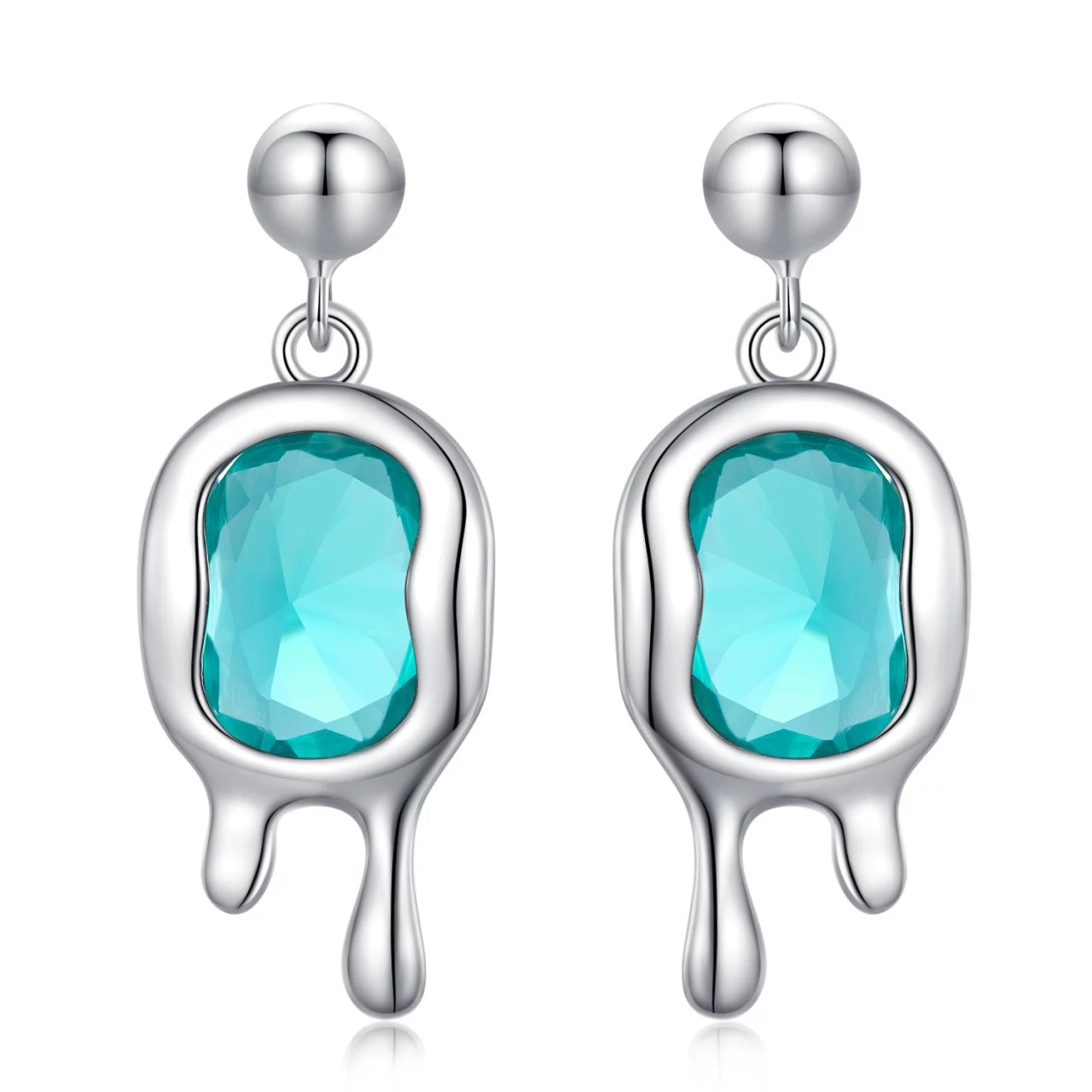 Cercei din argint Melted Silver, Argint 925, Pentru Femei