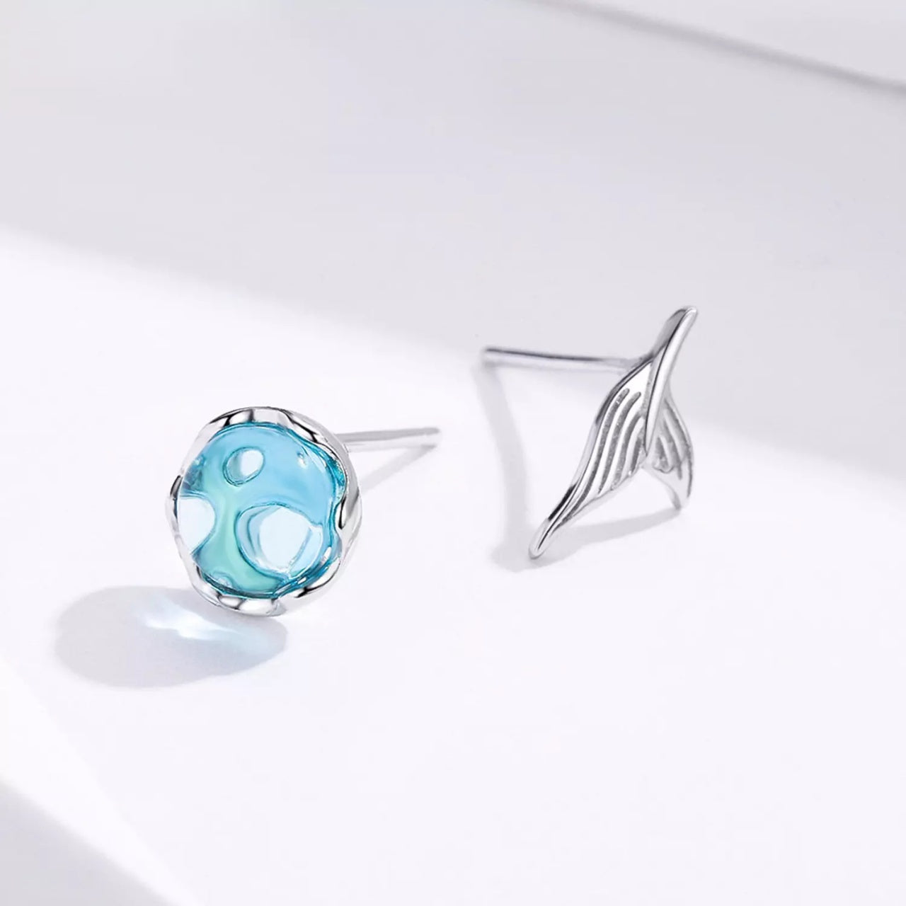 Cercei din argint Mermaid's Studs, Argint 925, Pentru Femei