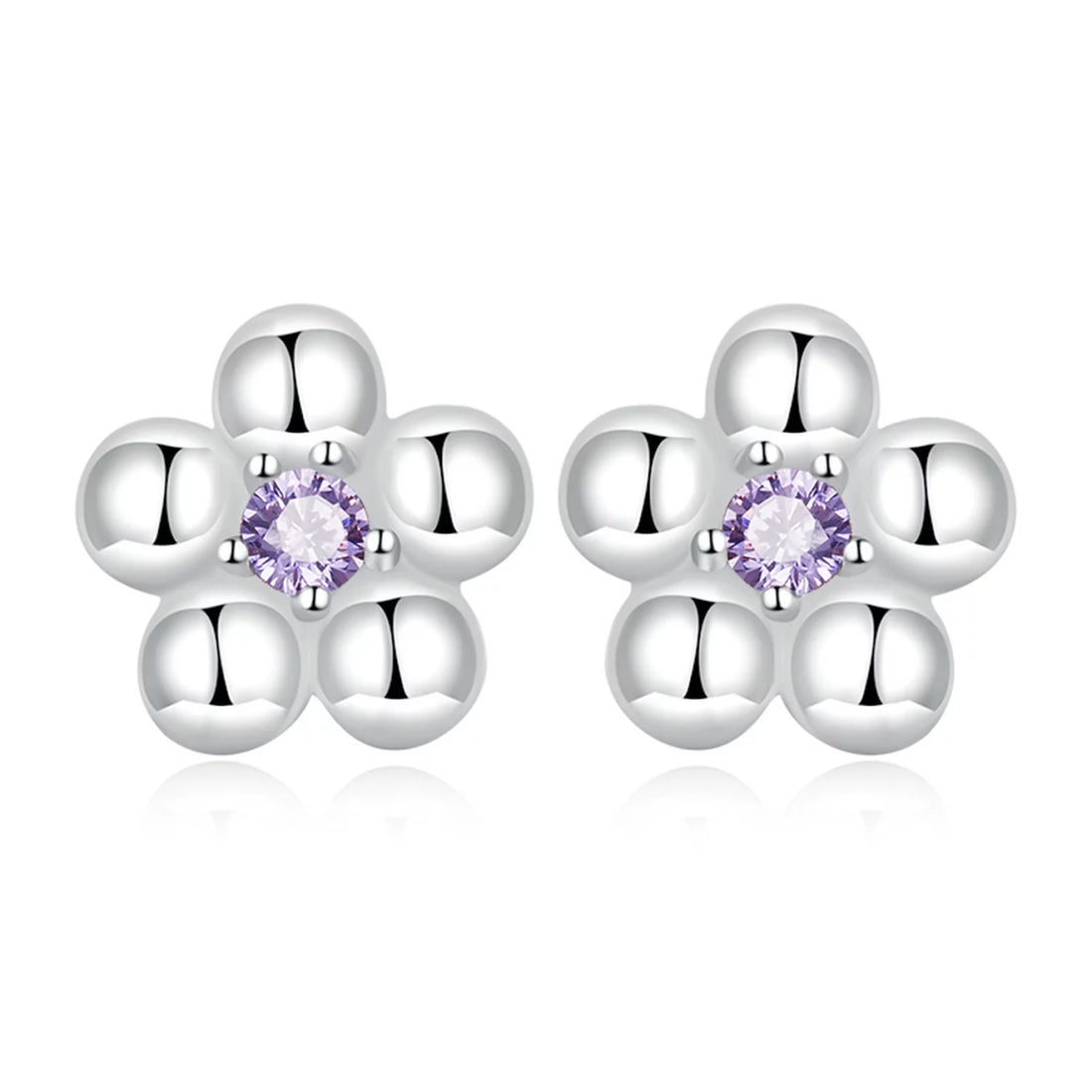 Cercei din argint Mini Purple Flower, Argint 925, Pentru Femei