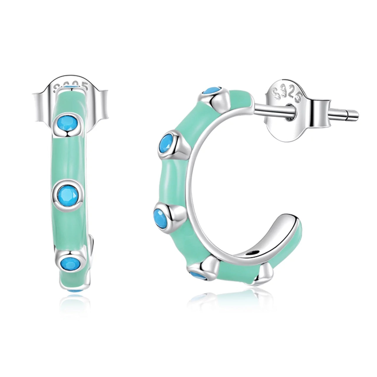Cercei din argint Mint Hoops, Argint 925, Pentru Femei
