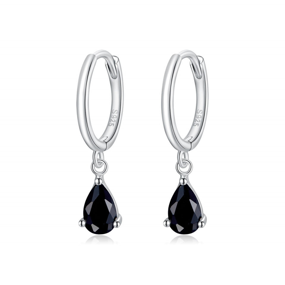 Cercei din Argint 925 model Lacrima - Black 1.7g