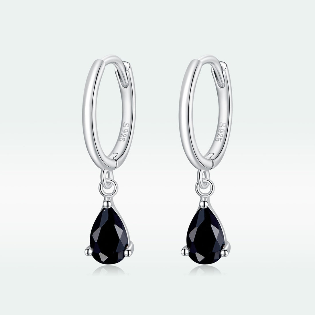 Cercei din Argint 925 model Lacrima - Black 1.7g