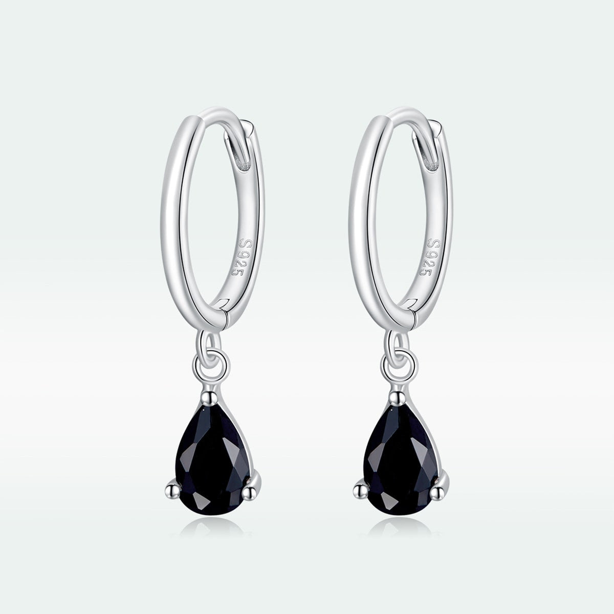 Cercei din Argint 925 model Lacrima - Black 1.7g