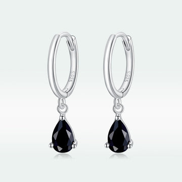Cercei din Argint 925 model Lacrima - Black 1.7g