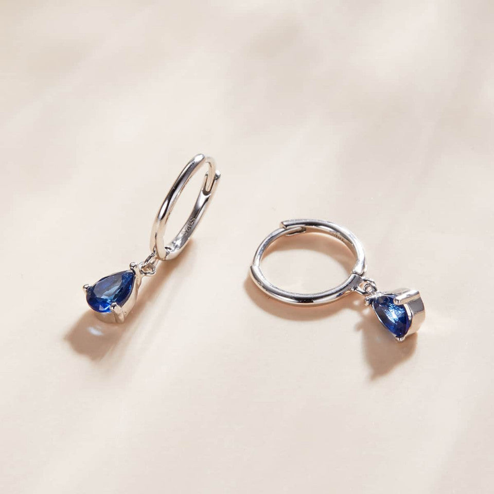 Cercei din Argint 925 model Lacrima - BLUE SAPPHIRE 1.7g