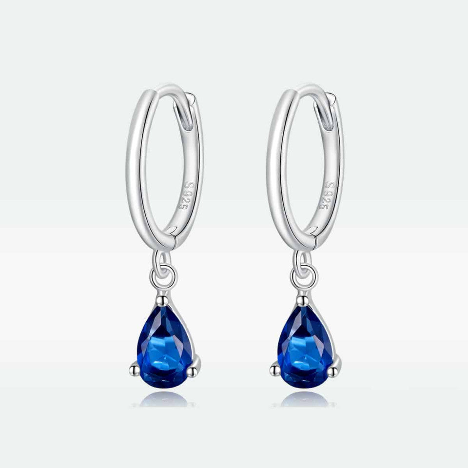 Cercei din Argint 925 model Lacrima - BLUE SAPPHIRE 1.7g