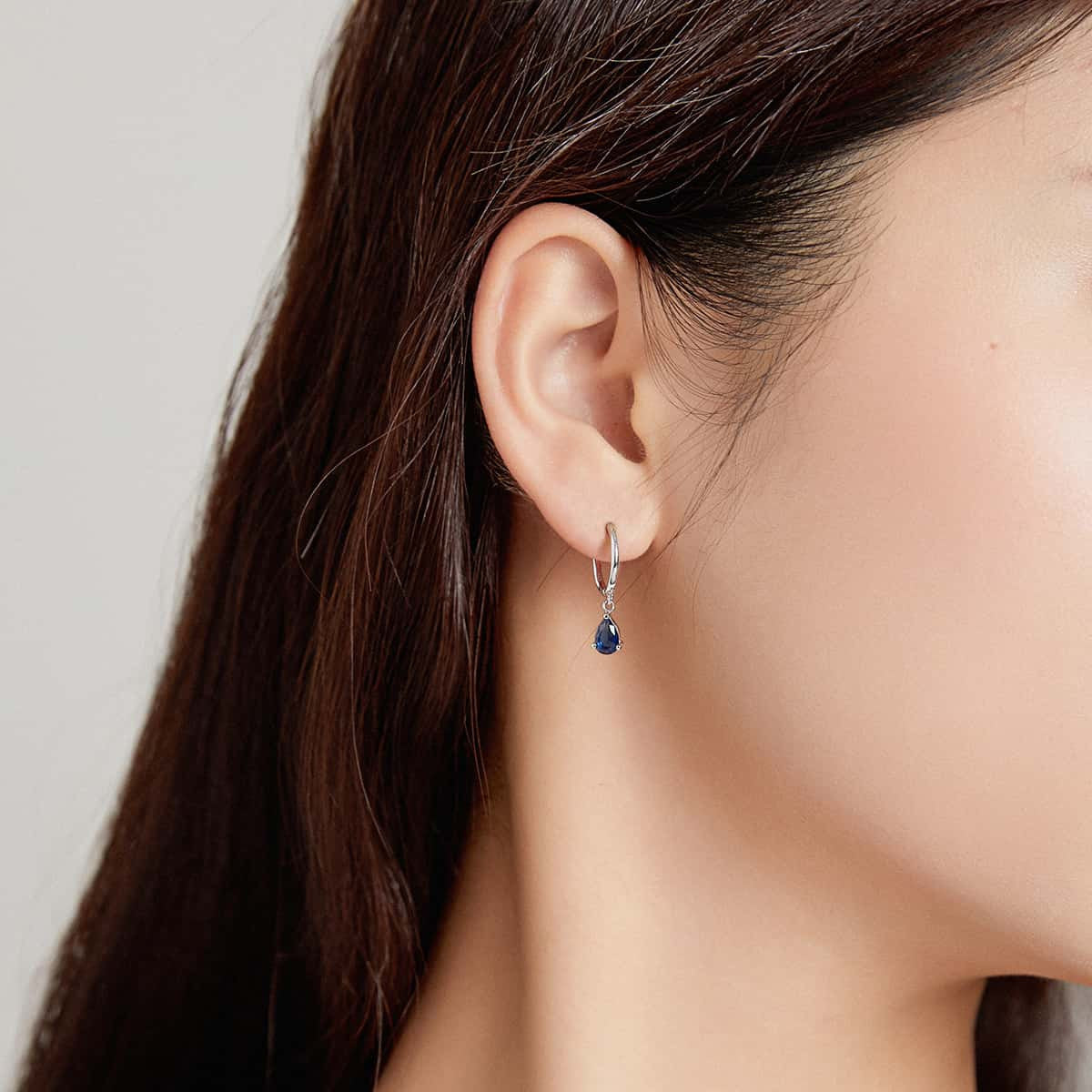 Cercei din Argint 925 model Lacrima - BLUE SAPPHIRE 1.7g