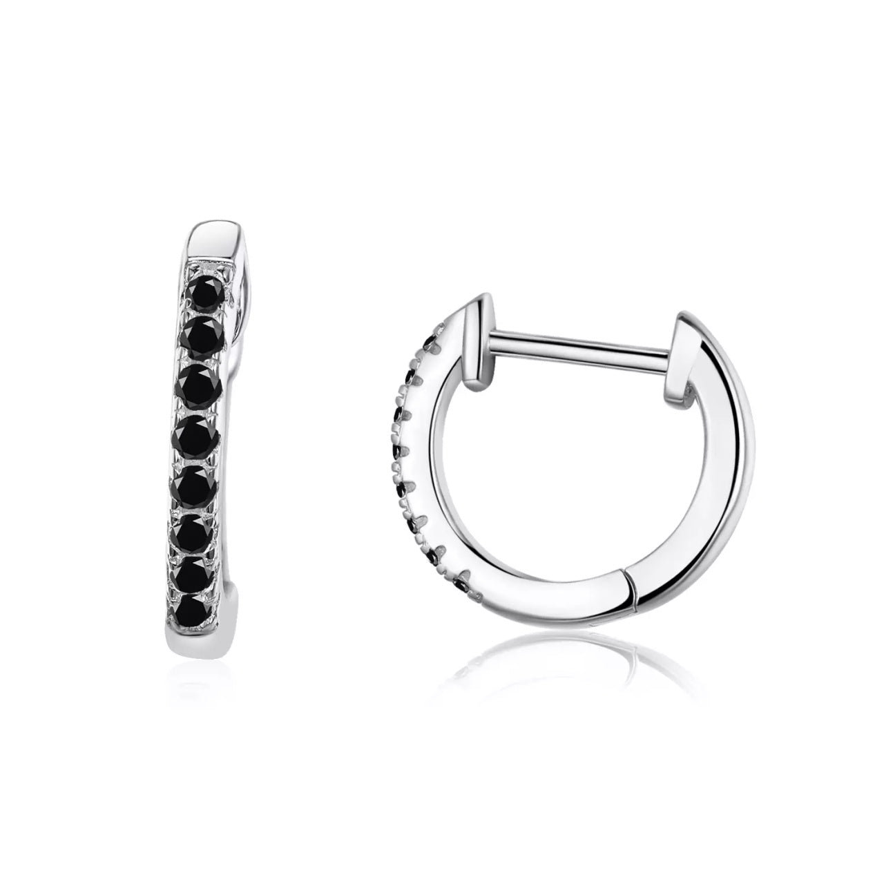 Cercei din argint Moon Look Black, Argint 925, Pentru Femei