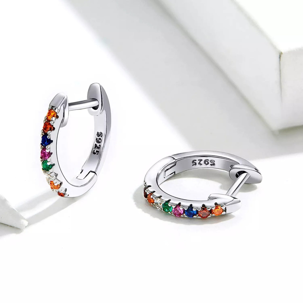 Cercei din argint Moon Look Rainbow, Argint 925, Pentru Femei