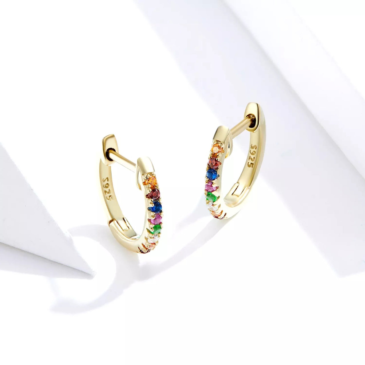 Cercei din argint Moon Look Rainbow Gold, Argint 925, Pentru Femei