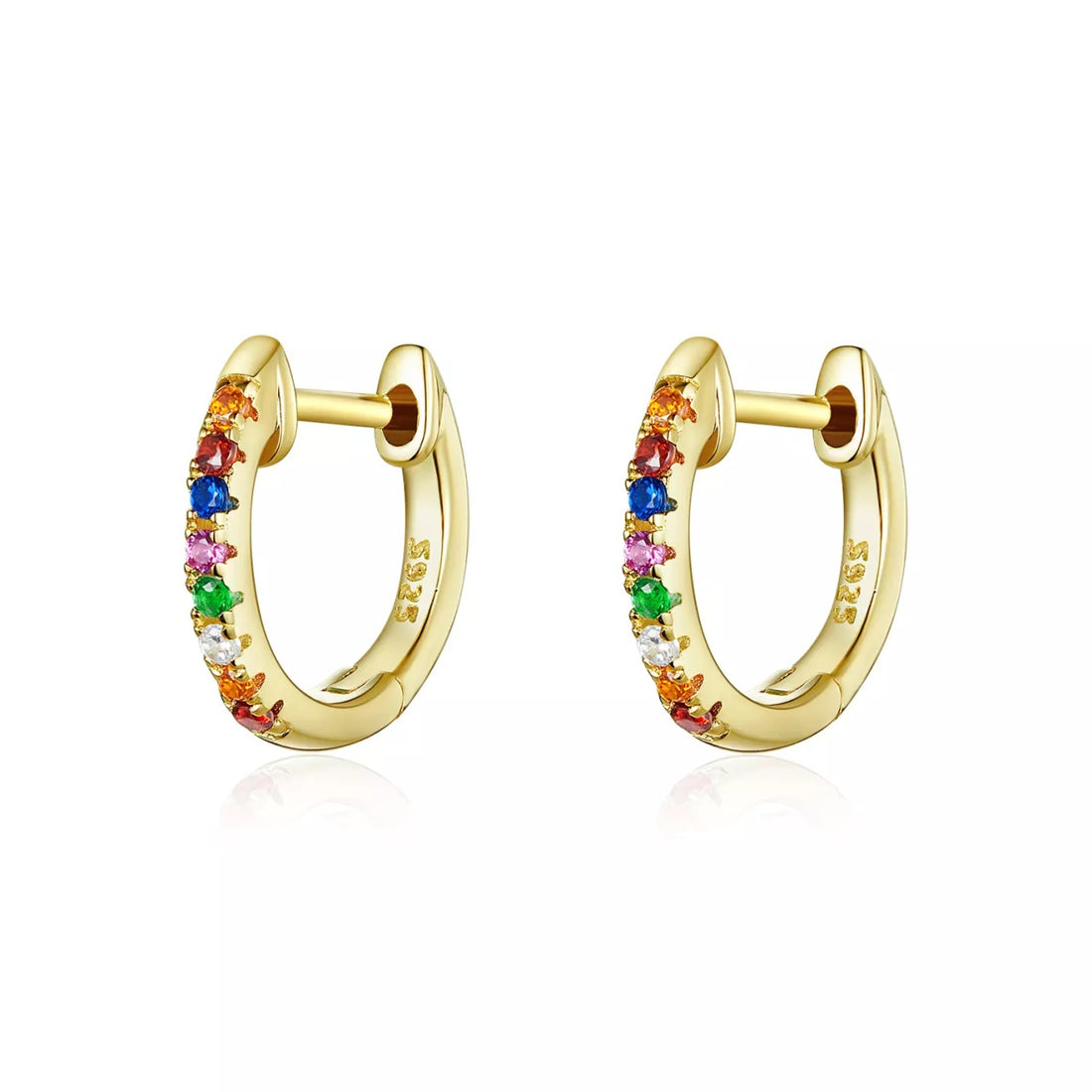 Cercei din argint Moon Look Rainbow Gold, Argint 925, Pentru Femei
