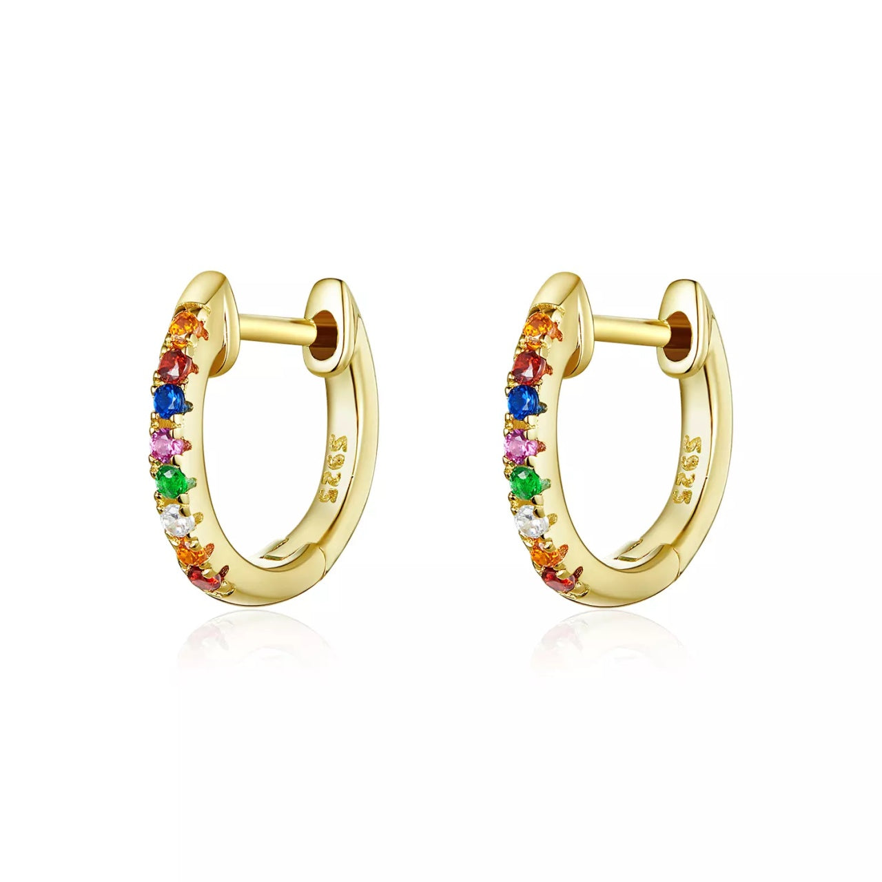 Cercei din argint Moon Look Rainbow Gold, Argint 925, Pentru Femei