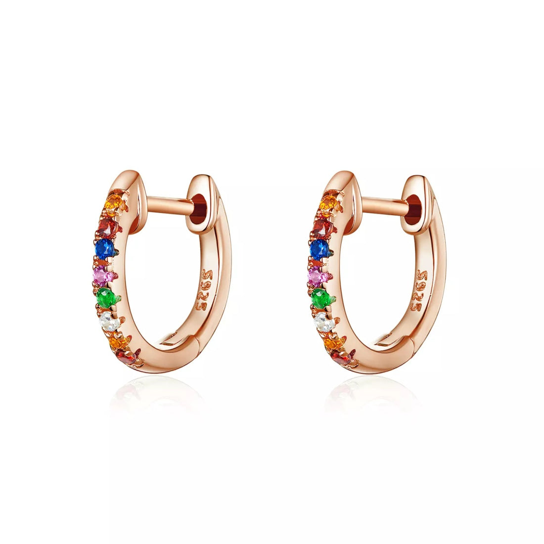 Cercei din argint Moon Look Rainbow Rose Gold, Argint 925, Pentru Femei