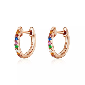 Cercei din argint Moon Look Rainbow Rose Gold, Argint 925, Pentru Femei