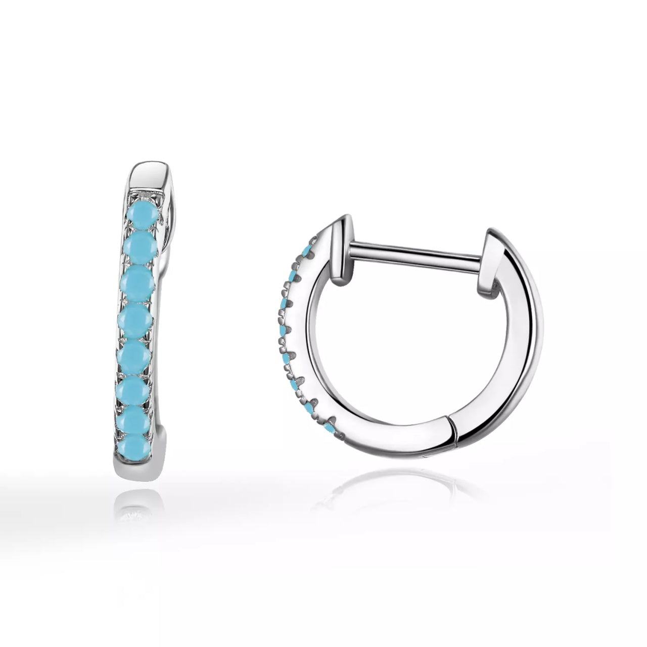 Cercei din argint Moon Look Turquoise, Argint 925, Pentru Femei