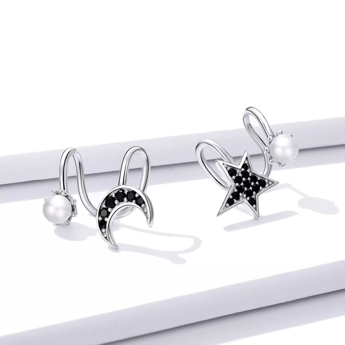 Cercei din argint Moon & Pearls, Argint 925, Pentru Femei
