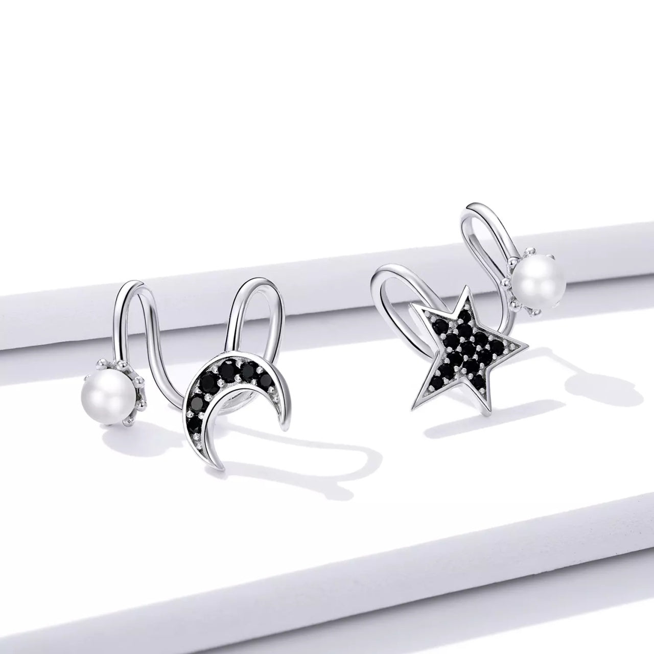 Cercei din argint Moon & Pearls, Argint 925, Pentru Femei