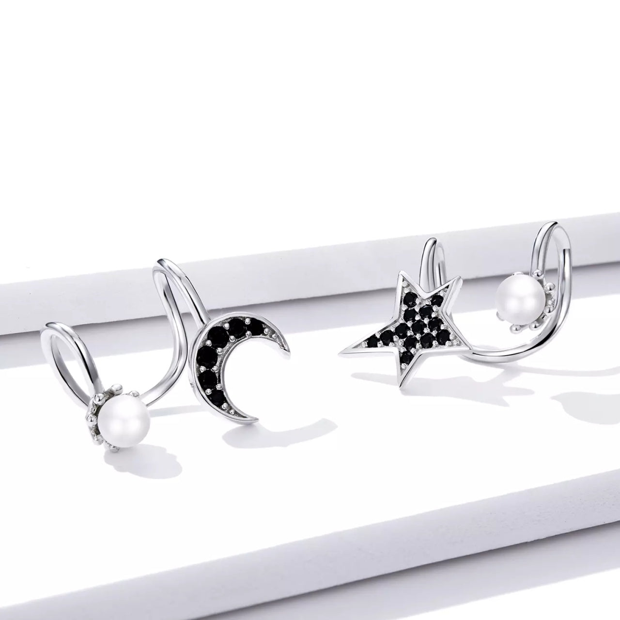 Cercei din argint Moon & Pearls, Argint 925, Pentru Femei