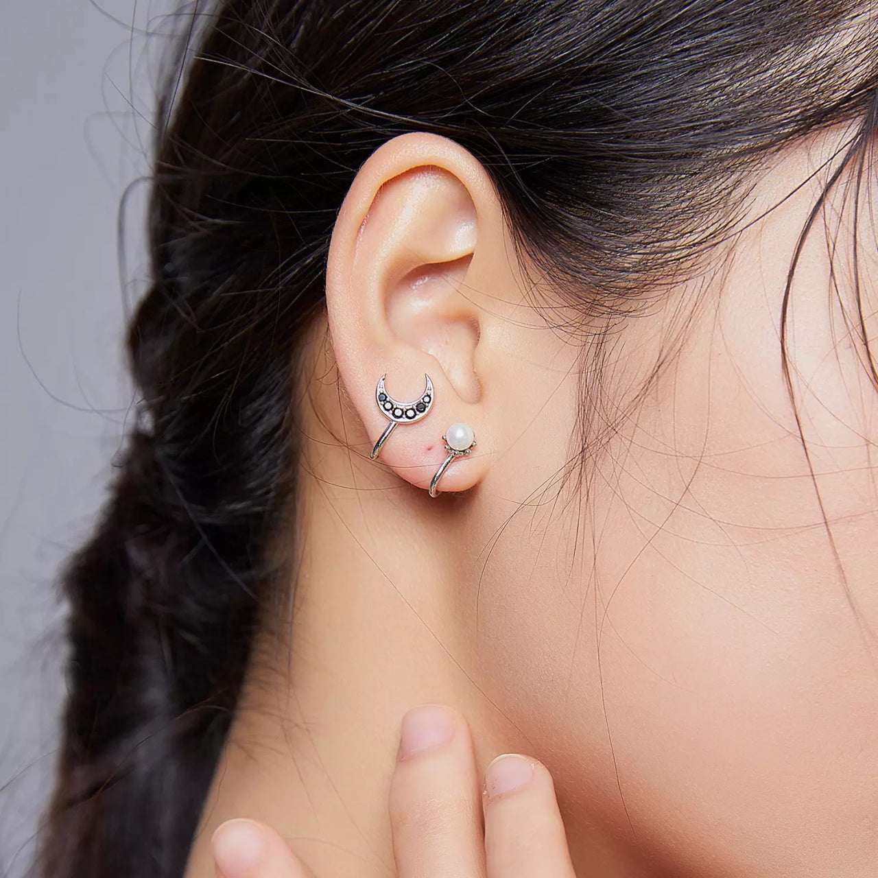 Cercei din argint Moon & Pearls, Argint 925, Pentru Femei