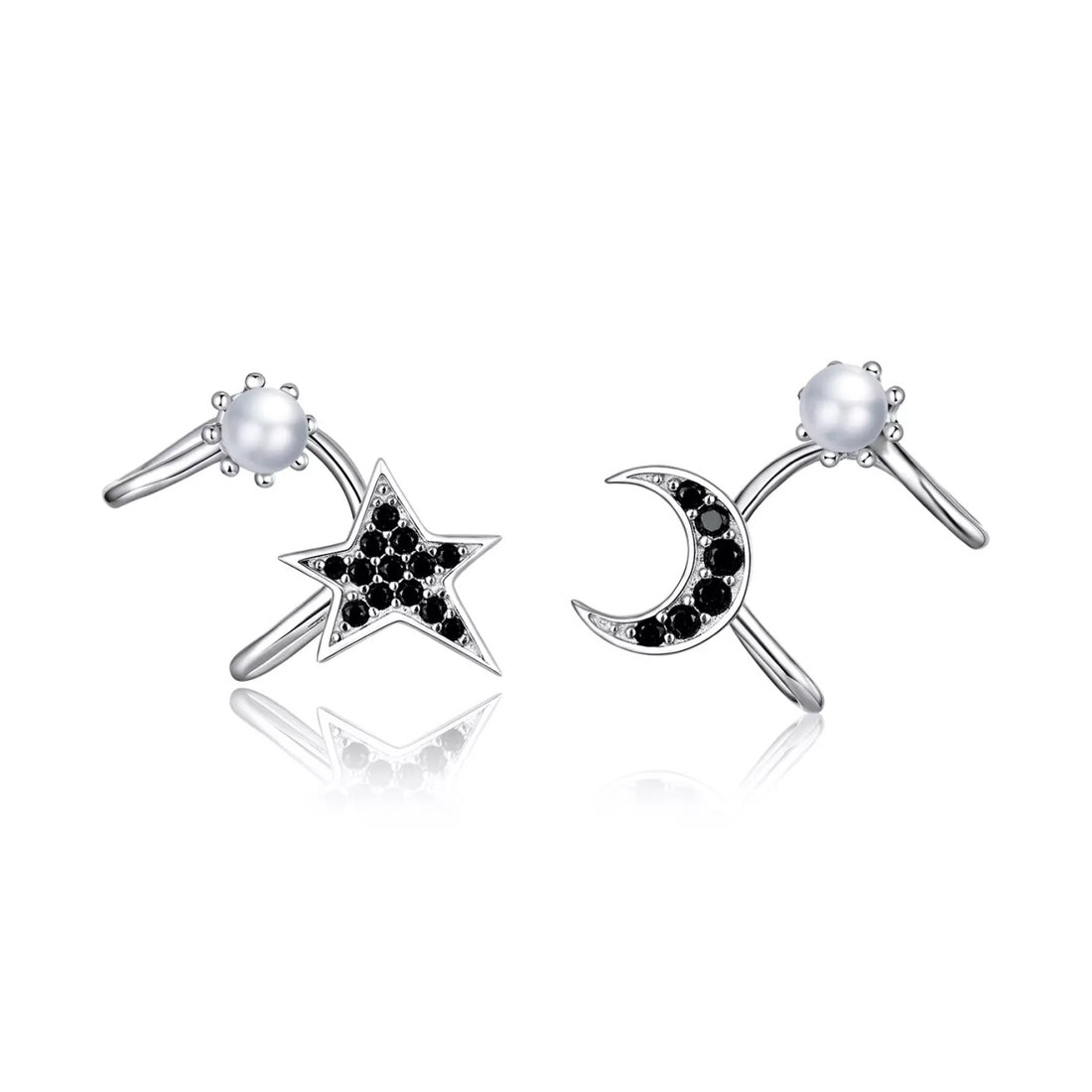 Cercei din argint Moon & Pearls, Argint 925, Pentru Femei