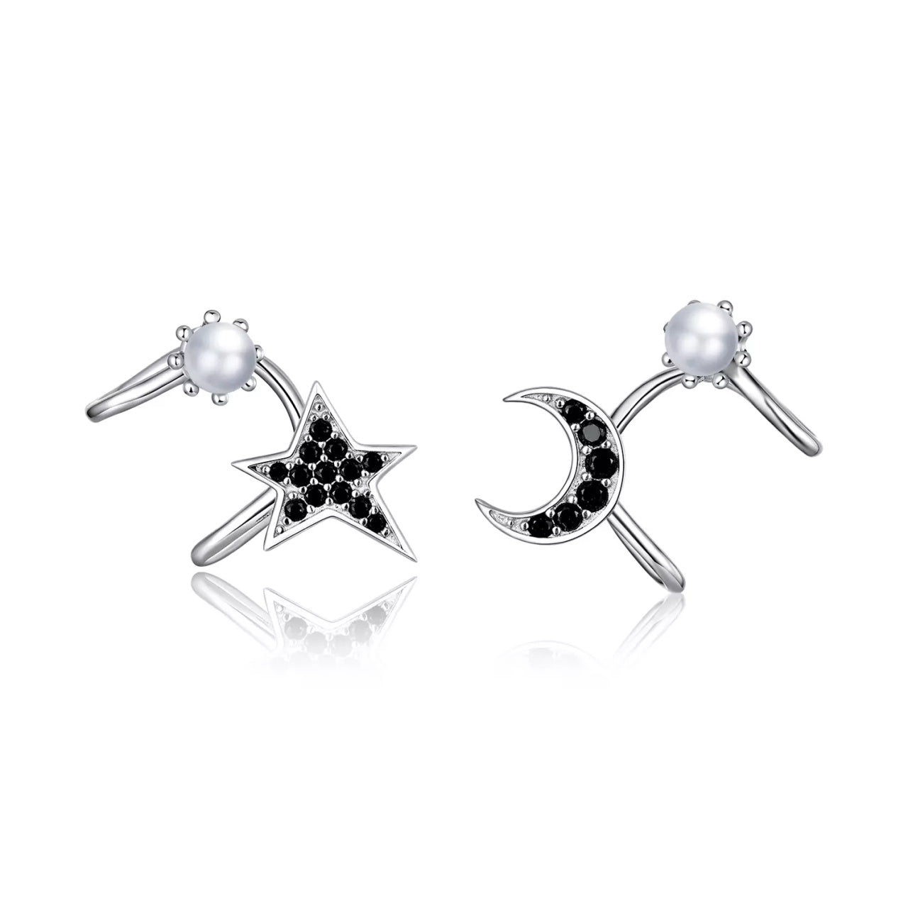 Cercei din argint Moon & Pearls, Argint 925, Pentru Femei