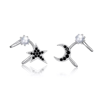 Cercei din argint Moon & Pearls, Argint 925, Pentru Femei