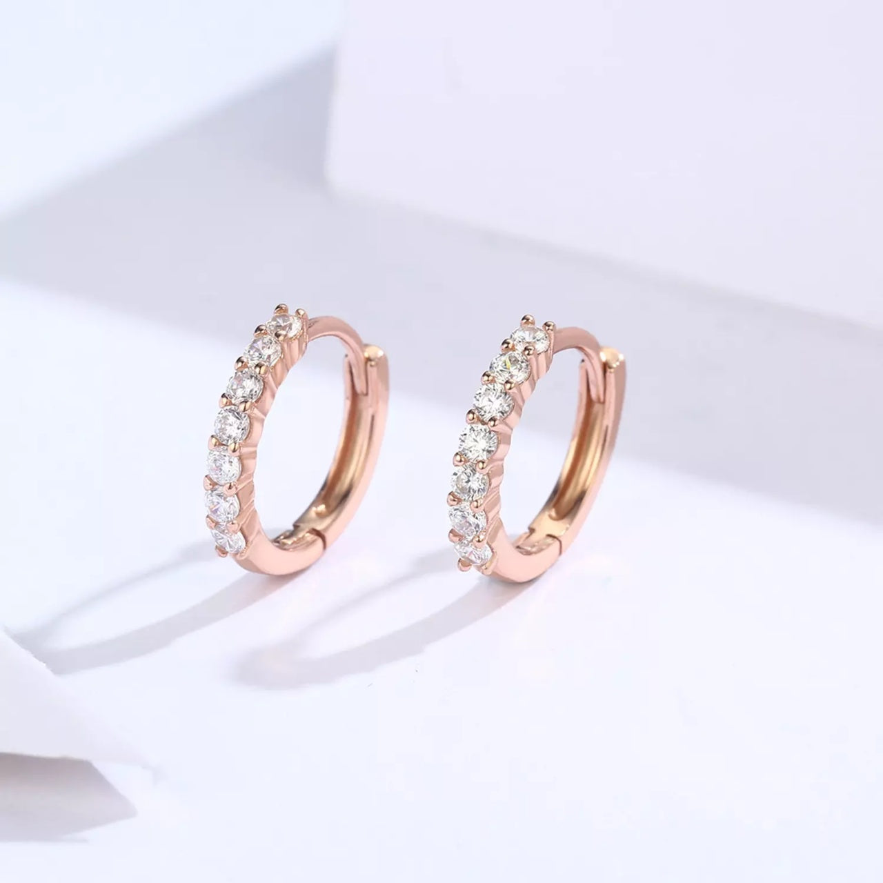 Cercei din argint Moon Shine Rose Gold, Argint 925, Pentru Femei