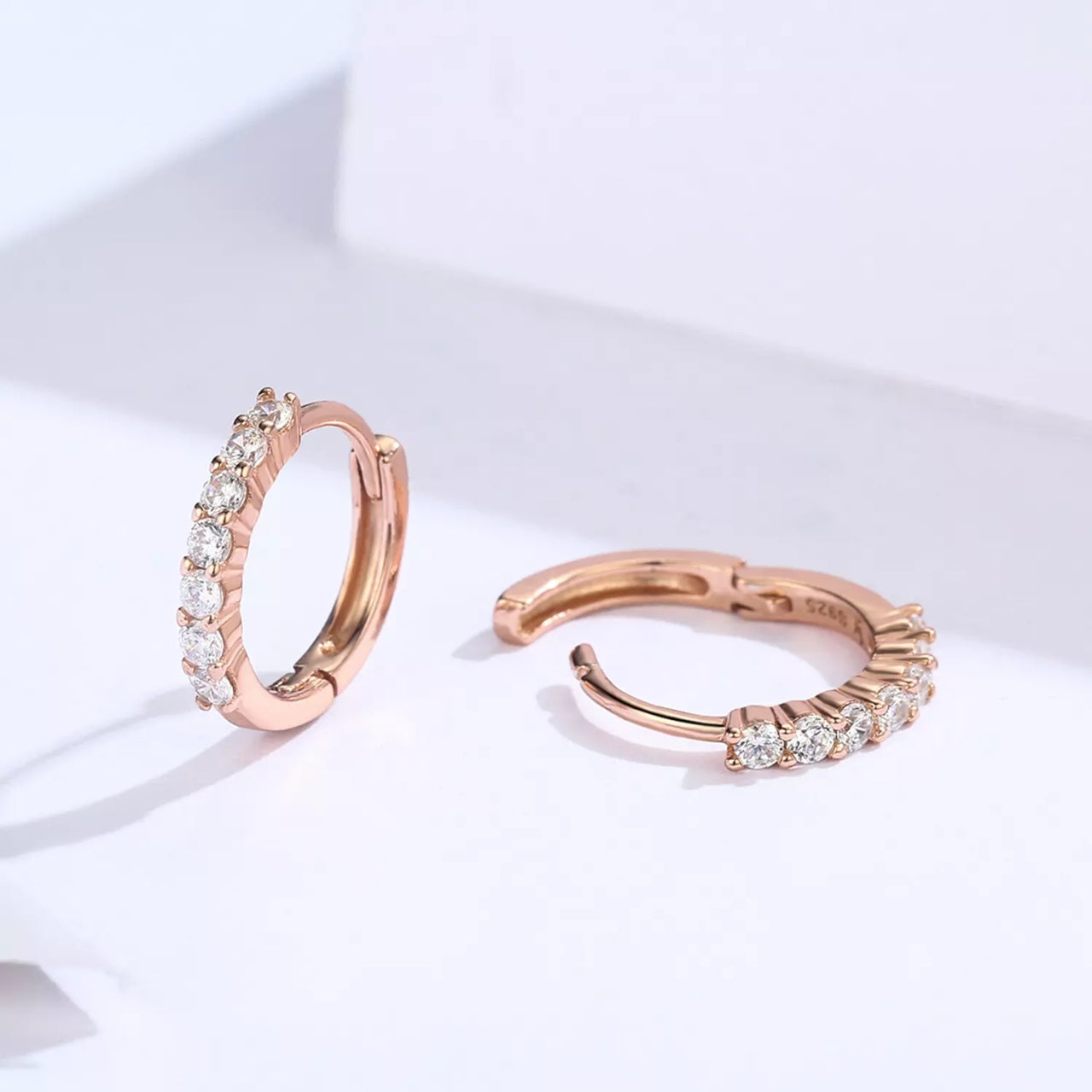 Cercei din argint Moon Shine Rose Gold, Argint 925, Pentru Femei