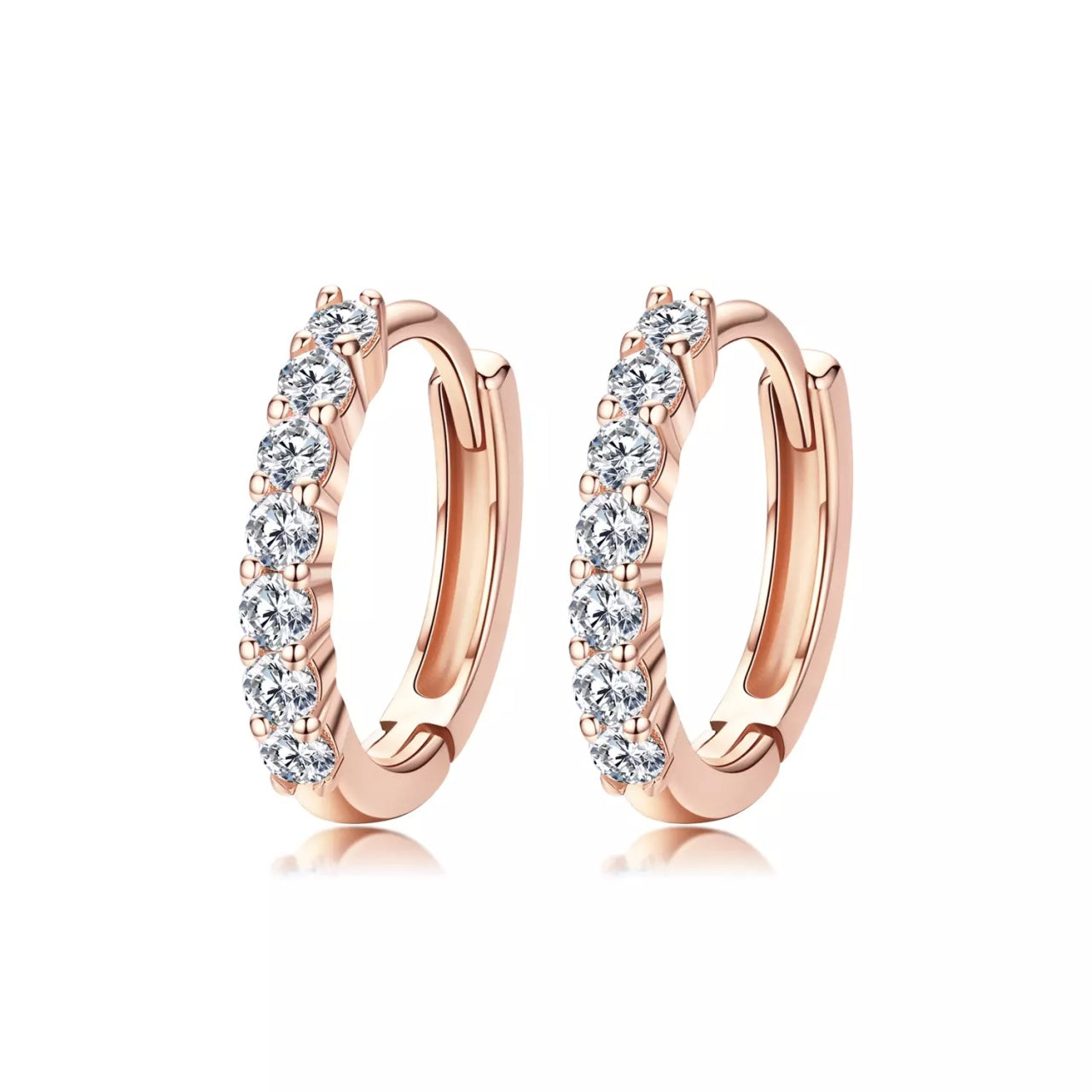 Cercei din argint Moon Shine Rose Gold, Argint 925, Pentru Femei