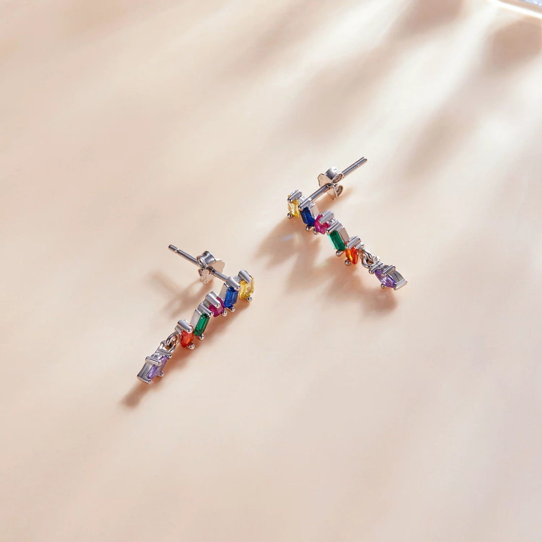 Cercei din argint Multicolored Crystals, Argint 925, Pentru Femei