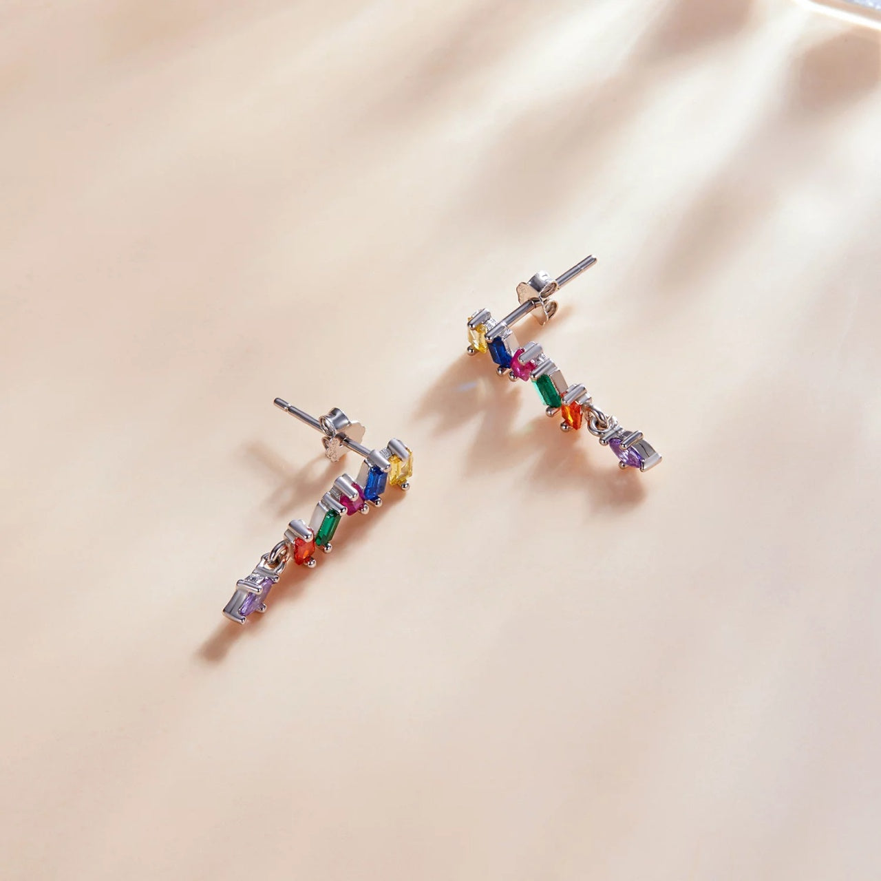 Cercei din argint Multicolored Crystals, Argint 925, Pentru Femei