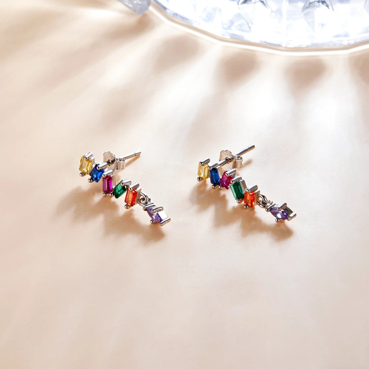 Cercei din argint Multicolored Crystals, Argint 925, Pentru Femei