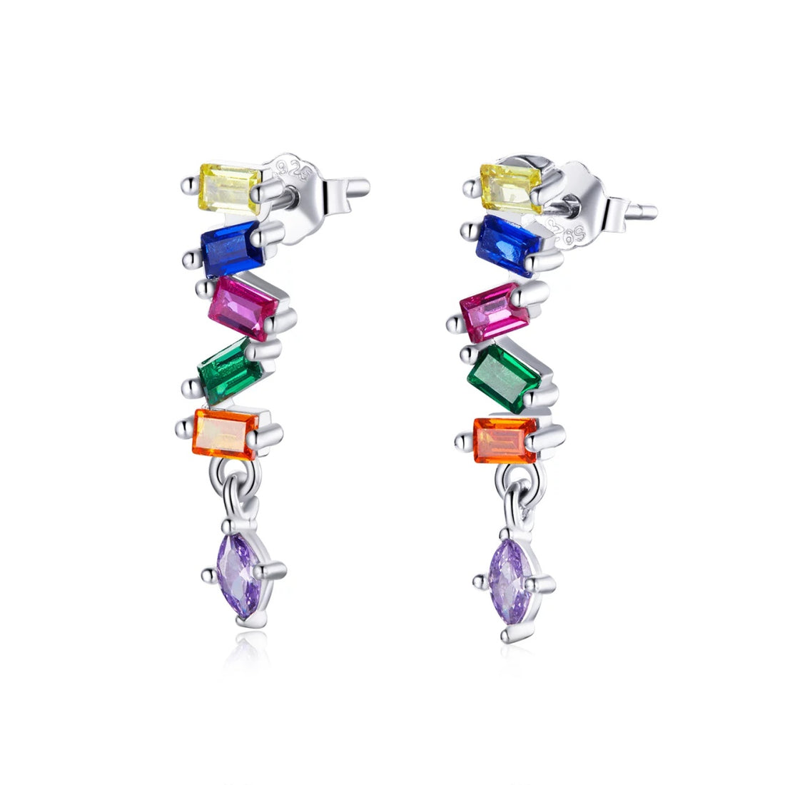 Cercei din argint Multicolored Crystals, Argint 925, Pentru Femei