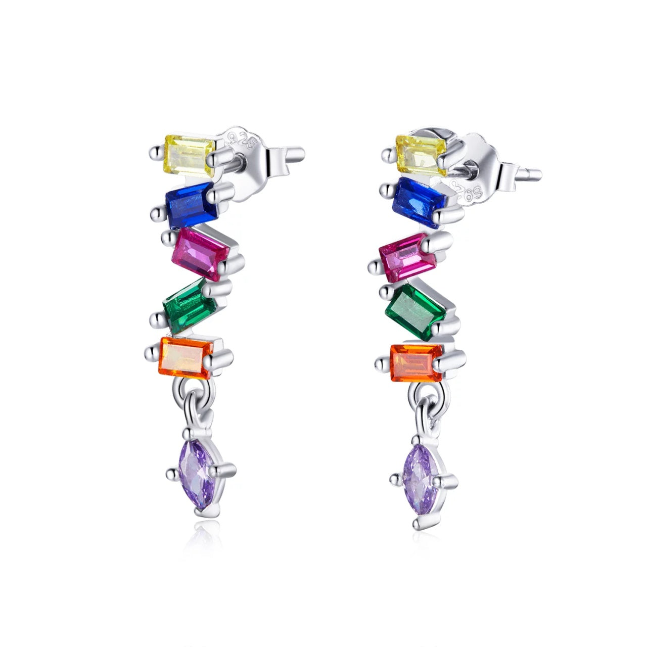 Cercei din argint Multicolored Crystals, Argint 925, Pentru Femei