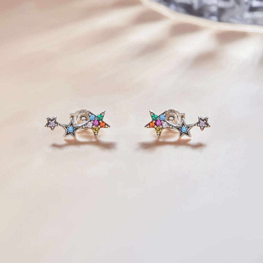 Cercei din argint Multicolored Stars, Argint 925, Pentru Femei