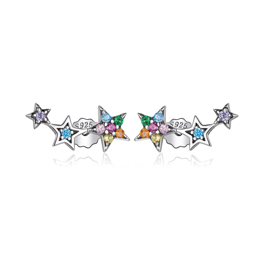 Cercei din argint Multicolored Stars, Argint 925, Pentru Femei