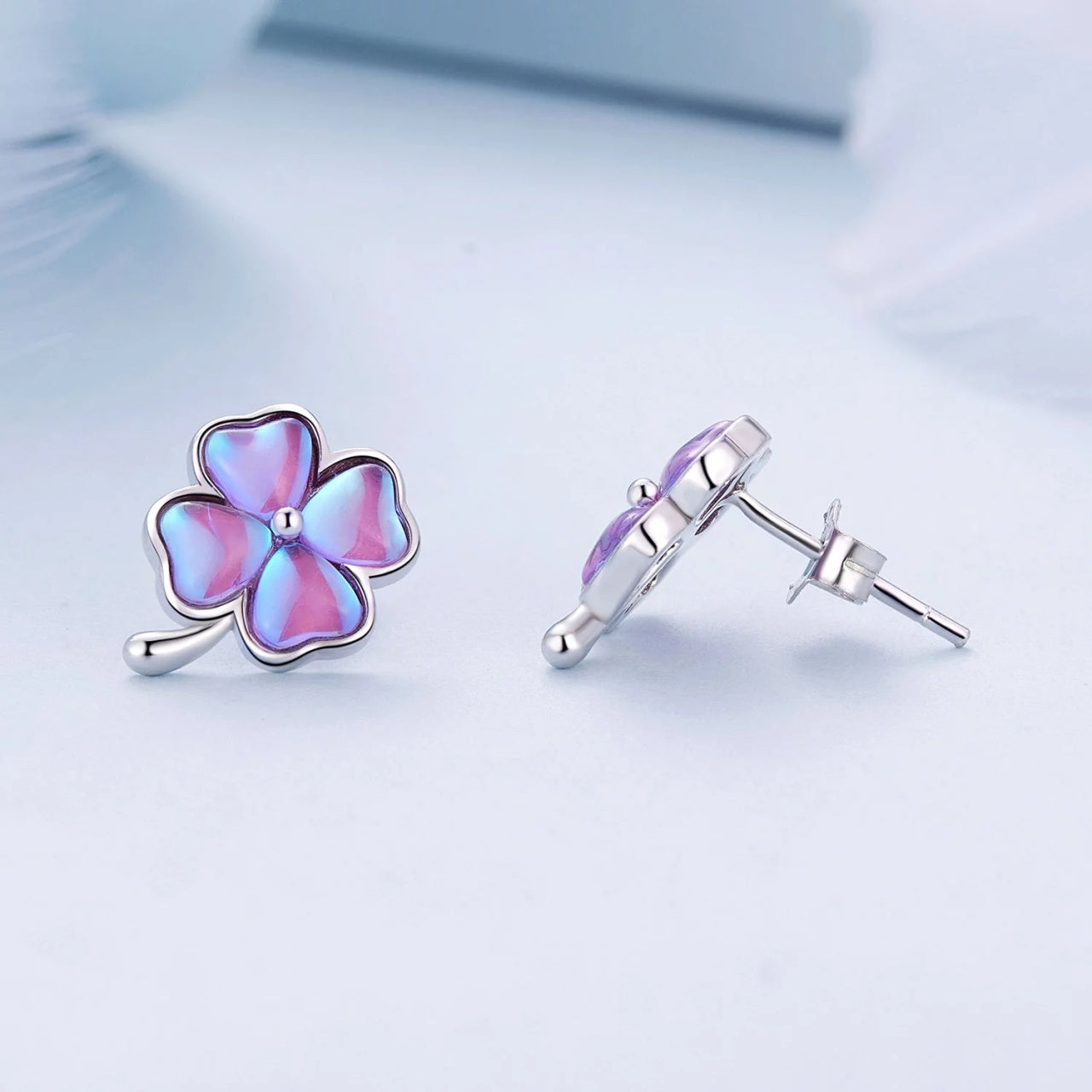 Cercei din argint Mystic Clover, Argint 925, Pentru Femei
