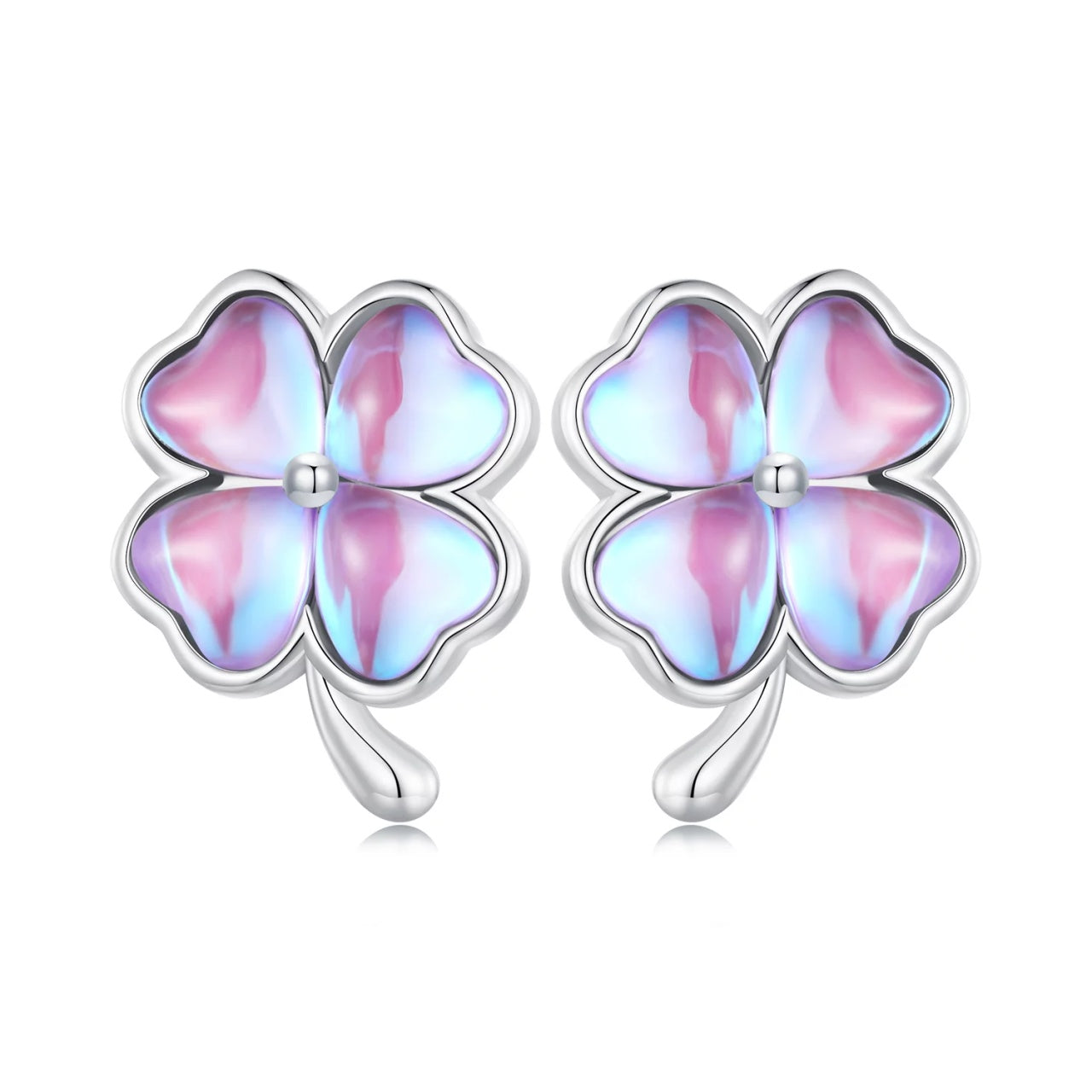 Cercei din argint Mystic Clover, Argint 925, Pentru Femei