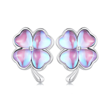 Cercei din argint Mystic Clover, Argint 925, Pentru Femei