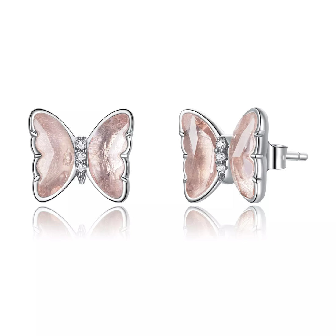 Cercei din argint Nude Butterflies Studs, Argint 925, Pentru Femei