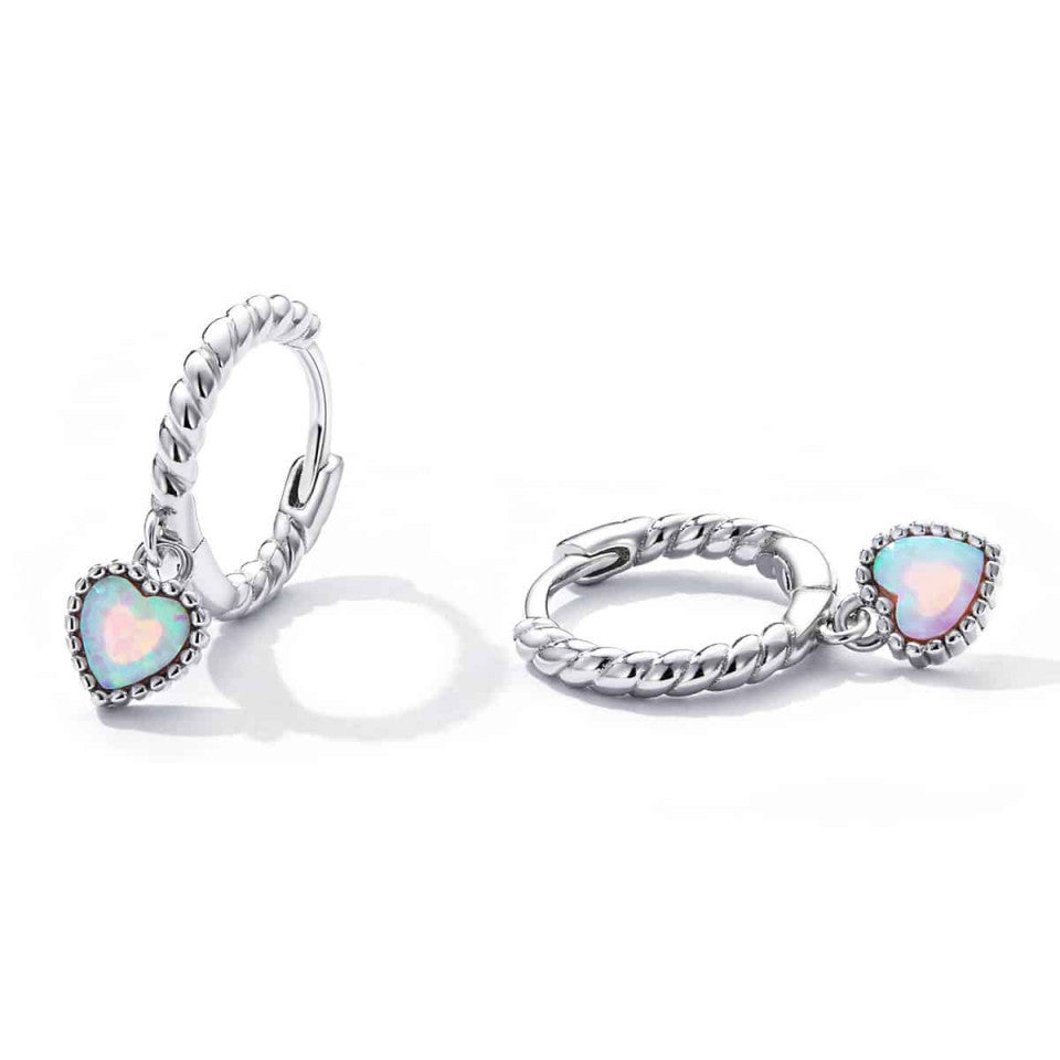 Cercei din Argint 925 -OPAL HEART 1.9g