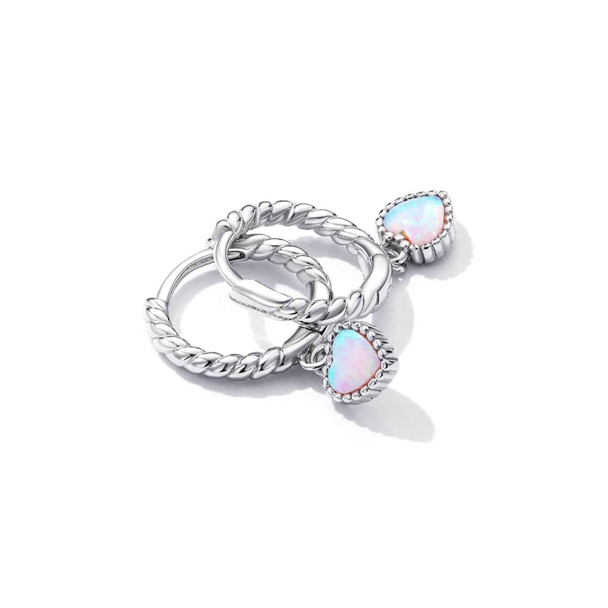 Cercei din Argint 925 -OPAL HEART 1.9g