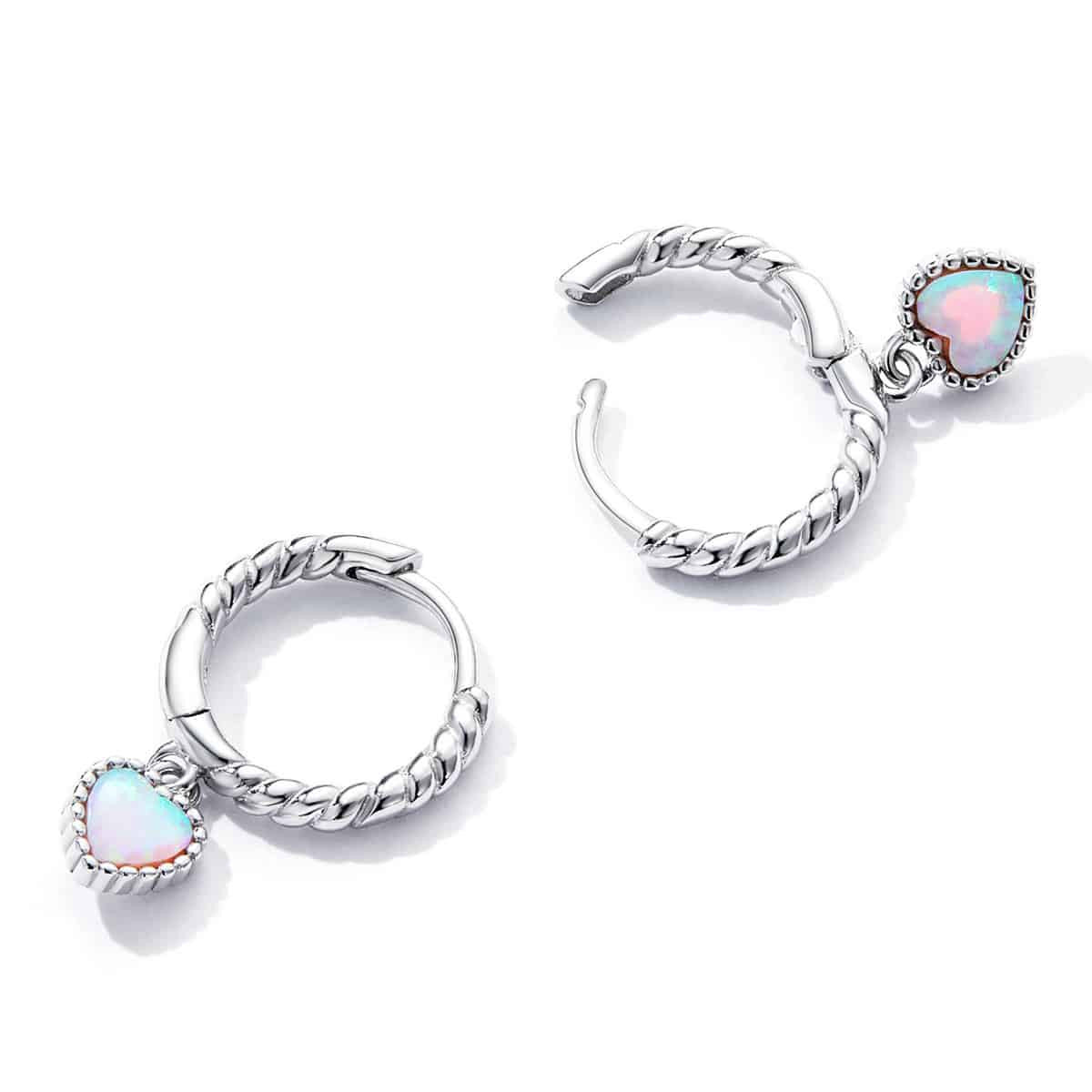 Cercei din Argint 925 -OPAL HEART 1.9g