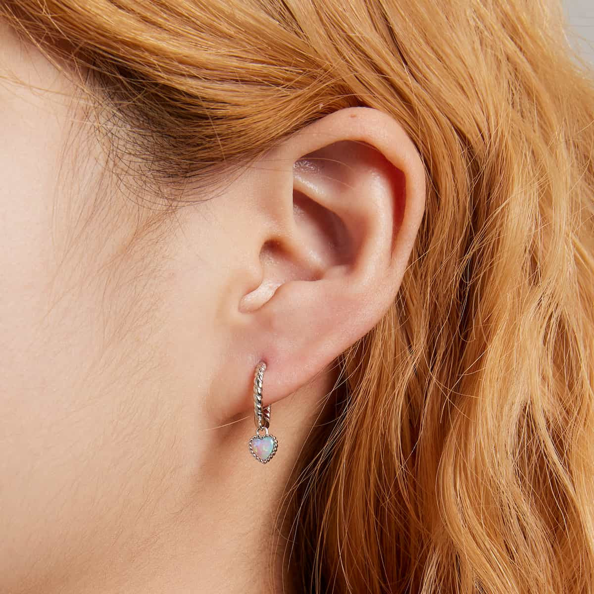 Cercei din Argint 925 -OPAL HEART 1.9g