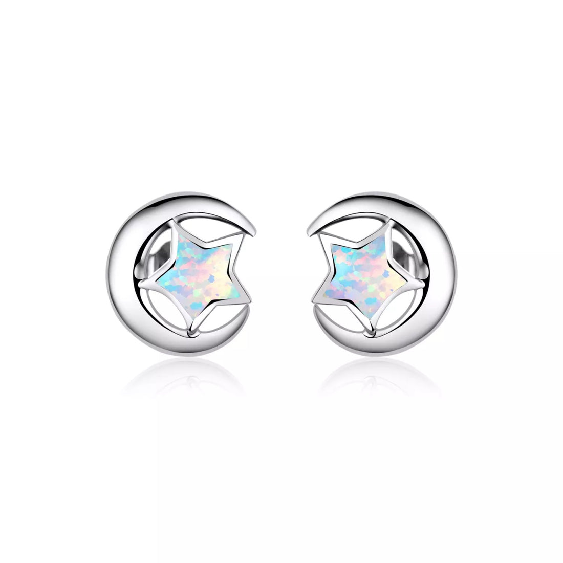 Cercei din argint Opal Moon and Stars silver, Argint 925, Pentru Femei