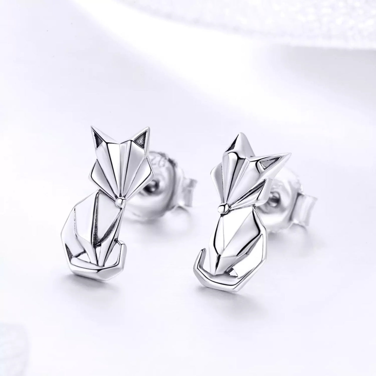 Cercei din argint Origami Fox, Argint 925, Pentru Femei 1.84g