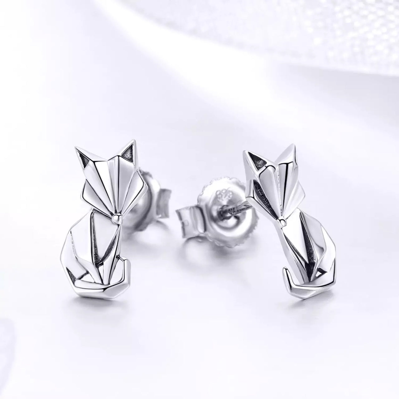 Cercei din argint Origami Fox, Argint 925, Pentru Femei 1.84g