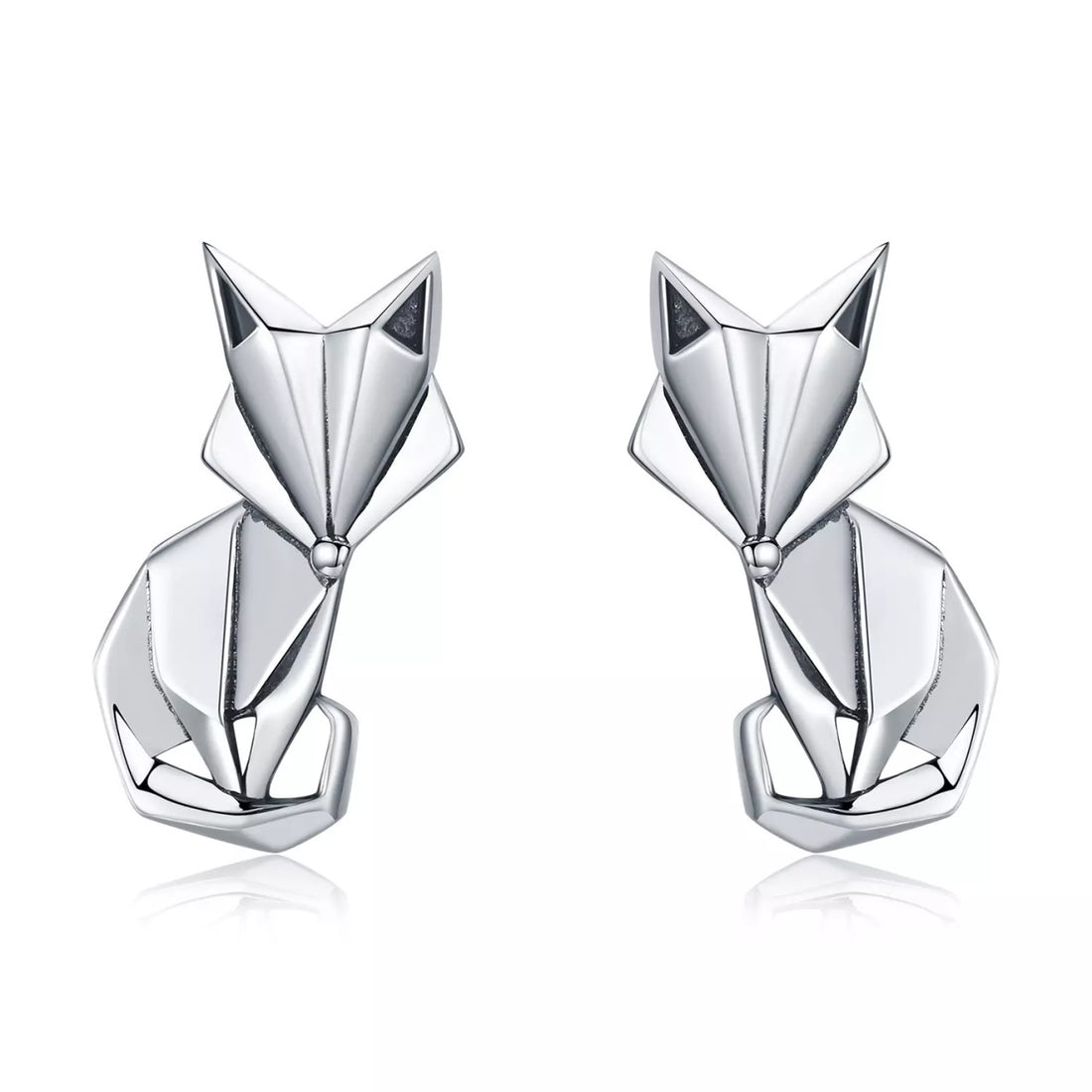Cercei din argint Origami Fox, Argint 925, Pentru Femei 1.84g
